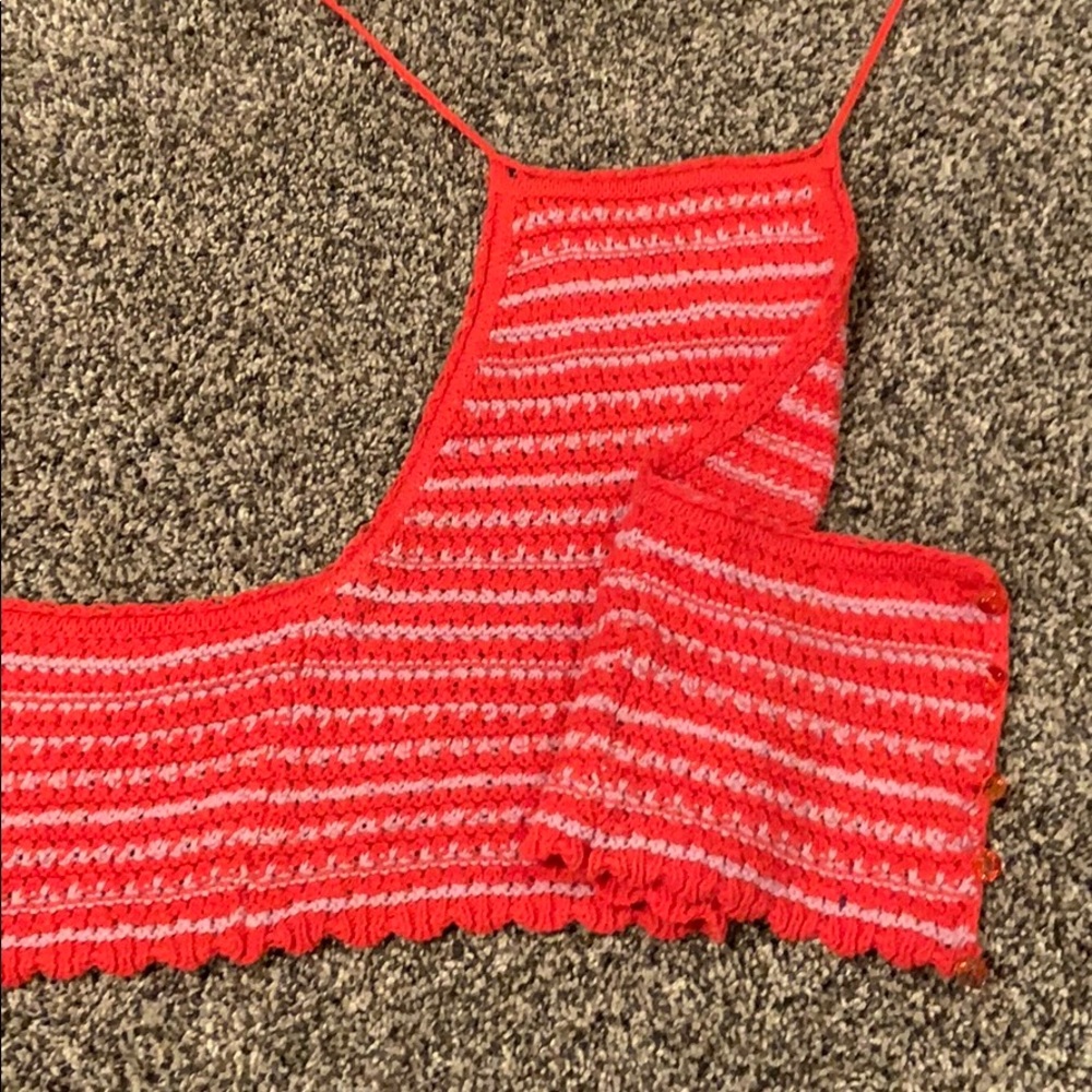 Purple and red knit top
